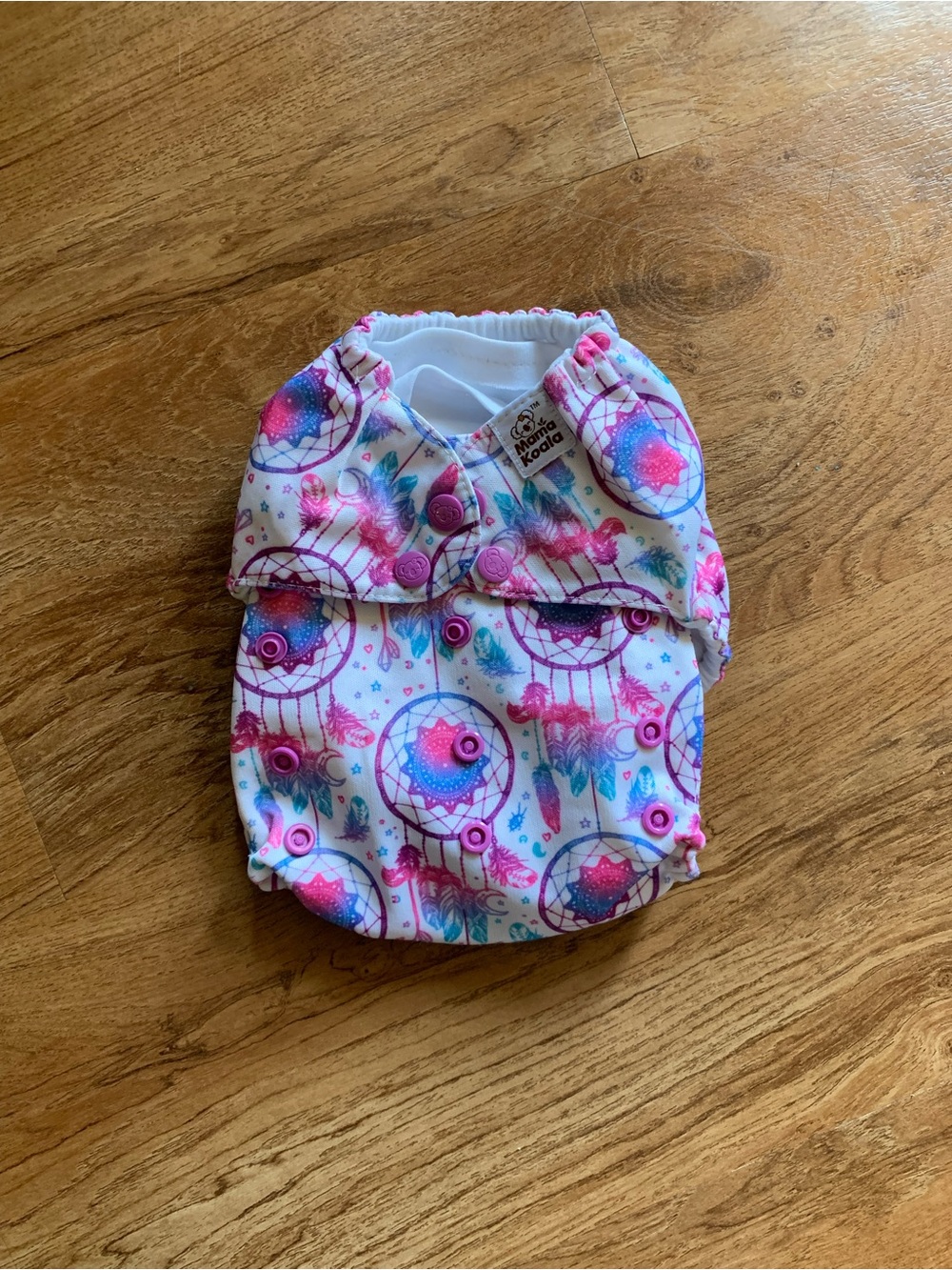 Mama koala Dreamcatcher Print Reusable pocket Cloth Diaper - Pink & White